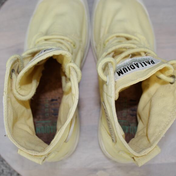 Palladium Canvas Boots Mens 7 Yellow Lightweight Combat - Picture 8 of 9